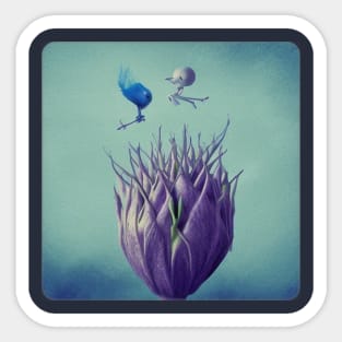 A.I. Generated Alien Flower with Bird Like Creatures Sticker